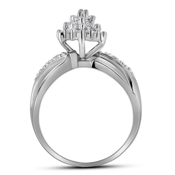 10k White Gold Womens Round Diamond Cluster Ring 1/2 Cttw