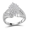 10k White Gold Womens Round Diamond Cluster Ring 1/2 Cttw