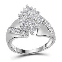  10k White Gold Womens Round Diamond Cluster Ring 1/2 Cttw