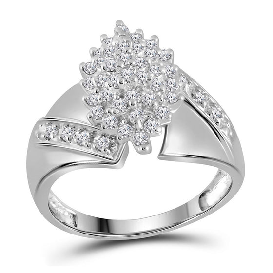 10k White Gold Womens Round Diamond Cluster Ring 1/2 Cttw