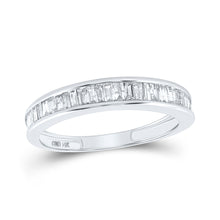 14k White Gold Womens Baguette Diamond Wedding Band 1/2 Cttw