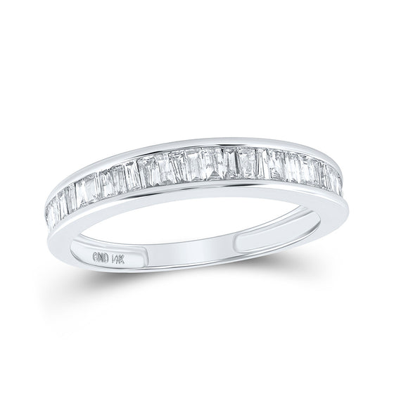 14k White Gold Womens Baguette Diamond Wedding Band 1/2 Cttw