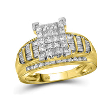  14k Yellow Gold Princess Diamond Cluster Bridal Wedding Engagement Ring 2 Cttw