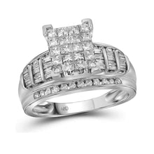  14k White Gold Princess Diamond Cluster Bridal Wedding Engagement Ring 2 Cttw