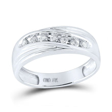  14k White Gold Mens Round Channel-set Diamond Wedding Anniversary Band Ring 1/4 Cttw