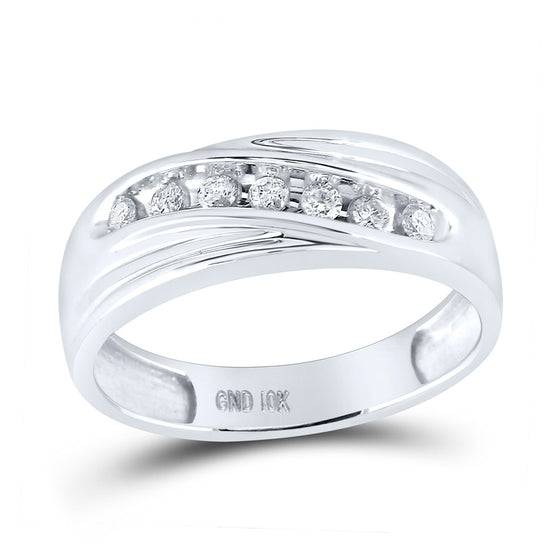 14k White Gold Mens Round Channel-set Diamond Wedding Anniversary Band Ring 1/4 Cttw