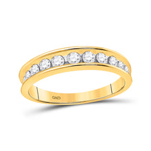  14k Yellow Gold Womens Round Channel-set Diamond Single Row Wedding Band 1/2 Cttw