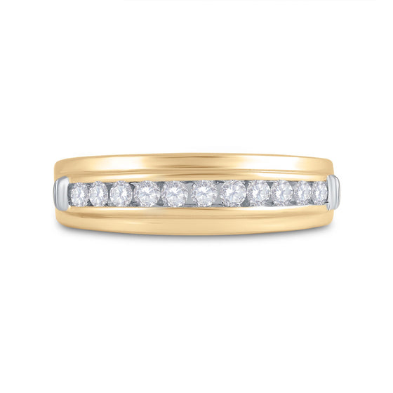 14k Yellow Gold Mens Round Diamond Wedding Band Ring 1/2 Cttw