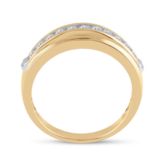 14k Yellow Gold Mens Round Diamond Wedding Band Ring 1/2 Cttw