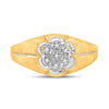 10k Yellow Gold Mens Round Diamond Matte Flower Cluster Ring .02 Cttw
