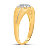 10k Yellow Gold Mens Round Diamond Matte Flower Cluster Ring .02 Cttw