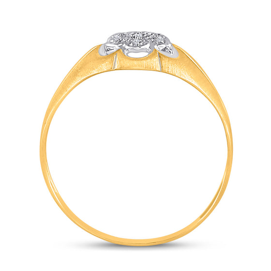10k Yellow Gold Mens Round Diamond Matte Flower Cluster Ring .02 Cttw