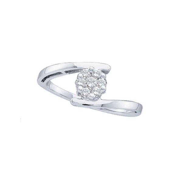 14k White Gold Womens Round Diamond Cluster Ring 1/4 Cttw