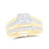 14k Yellow Gold Princess Diamond Bridal Wedding Ring Band Set 1 Cttw - Size 7