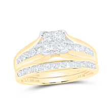  14k Yellow Gold Princess Diamond Bridal Wedding Ring Band Set 1 Cttw - Size 7