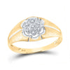 14k Yellow Gold Mens Round Diamond Matte Cluster Ring .02 Cttw