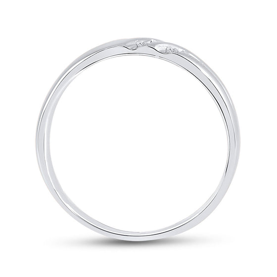 14k White Gold Mens Round Diamond Wedding Band Ring 1/8 Cttw