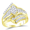 14k Yellow Gold Round Diamond Oval Cluster Bridal Wedding Engagement Ring 1 Cttw