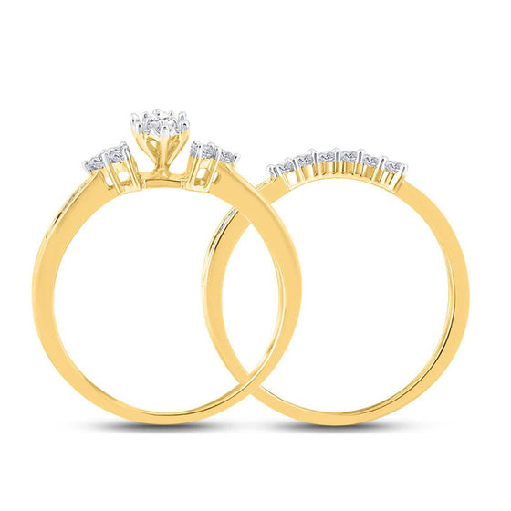14k Yellow Gold Marquise Diamond Bridal Wedding Ring Band Set 1/2 Cttw