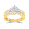 14k Yellow Gold Marquise Diamond Bridal Wedding Ring Band Set 1/2 Cttw