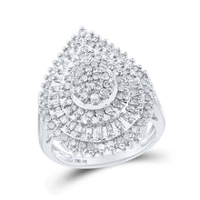  10k White Gold Womens Round Diamond Teardrop Cluster Ring 7/8 Cttw