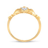 14k Yellow Gold Womens Round Diamond Claddagh Heart Ring .02 Cttw
