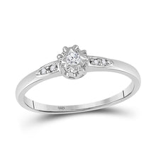  10k White Gold Round Diamond Solitaire Bridal Wedding Engagement Ring 1/20 Cttw