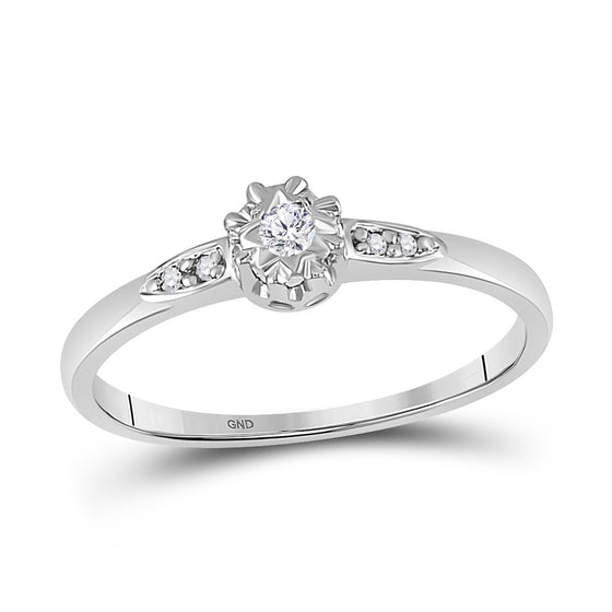 10k White Gold Round Diamond Solitaire Bridal Wedding Engagement Ring 1/20 Cttw