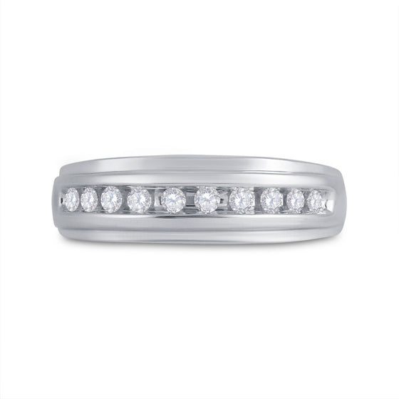 14k White Gold Mens Round Diamond Wedding Band Ring 1/4 Cttw