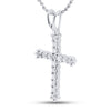 10k White Gold Womens Round Diamond Cross Pendant 1/4 Cttw