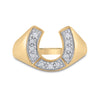 10k Yellow Gold Mens Round Diamond Lucky Horseshoe Ring 1/20 Cttw