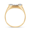 10k Yellow Gold Mens Round Diamond Lucky Horseshoe Ring 1/20 Cttw