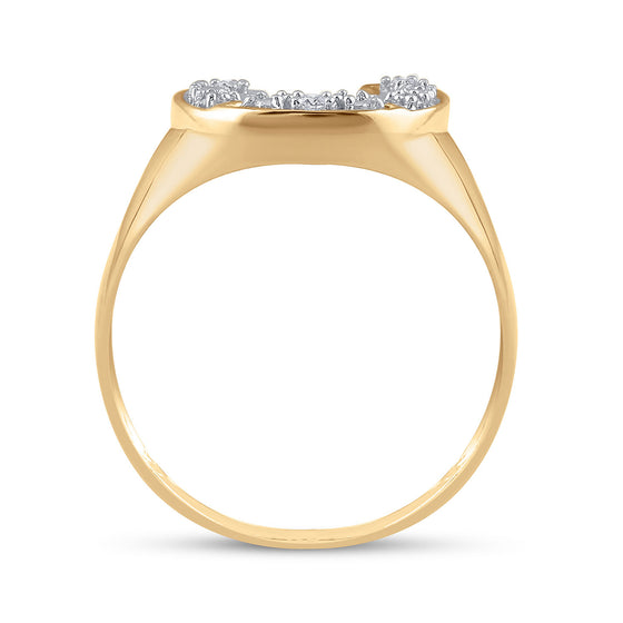 10k Yellow Gold Mens Round Diamond Lucky Horseshoe Ring 1/20 Cttw