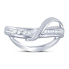 10k White Gold Womens Round Diamond Crossover Strand Band Ring 1/10 Cttw