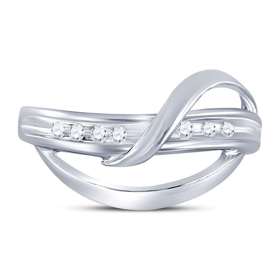 10k White Gold Womens Round Diamond Crossover Strand Band Ring 1/10 Cttw