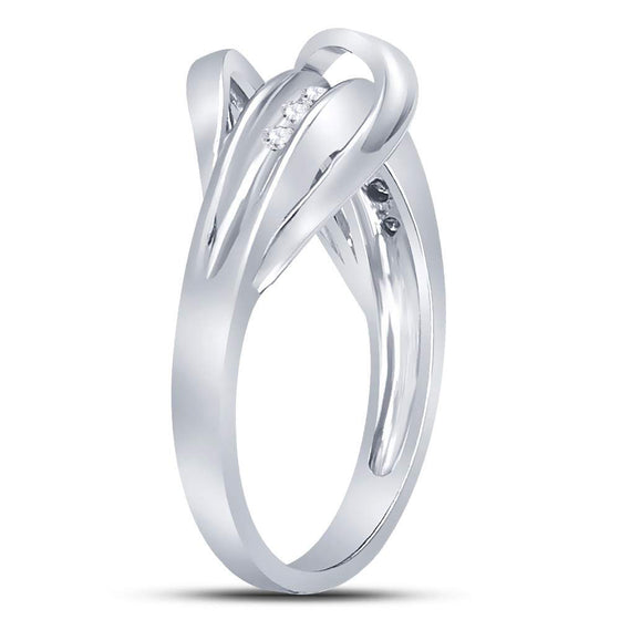10k White Gold Womens Round Diamond Crossover Strand Band Ring 1/10 Cttw