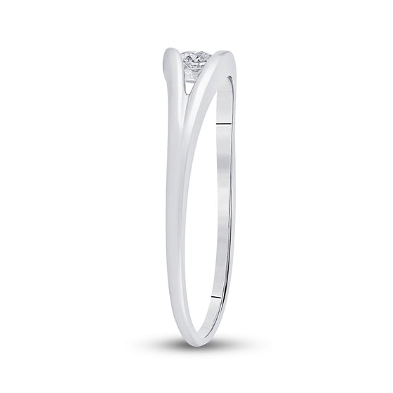 10k White Gold Womens Round Diamond Solitaire Promise Ring 1/10 Cttw