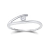10k White Gold Womens Round Diamond Solitaire Promise Ring 1/10 Cttw
