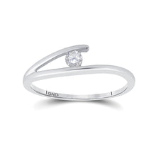  10k White Gold Womens Round Diamond Solitaire Promise Ring 1/10 Cttw