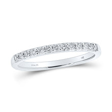  14k White Gold Womens Round Diamond Wedding Single Row Band 1/5 Cttw