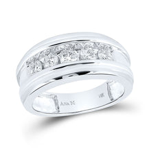  14k White Gold Mens Round Diamond Wedding Band Ring 1 Cttw