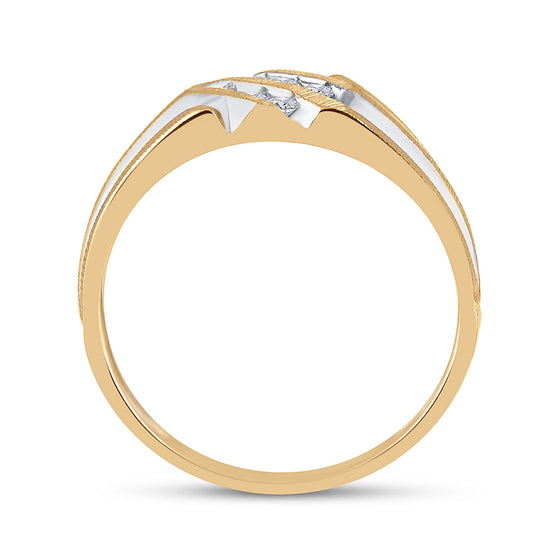 10k Two-tone Gold Mens Round Diamond Wedding Band Ring 1/8 Cttw