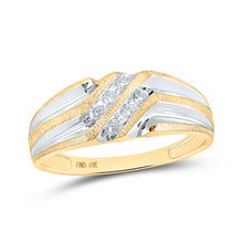  10k Two-tone Gold Mens Round Diamond Wedding Band Ring 1/8 Cttw