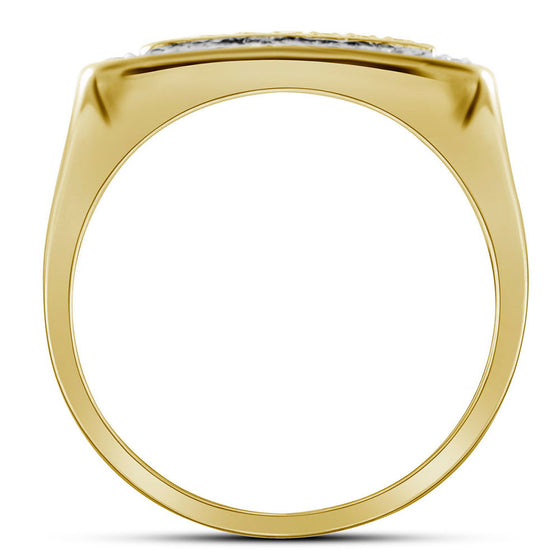 10k Yellow Gold Mens Round Diamond Square Ring 1/2 Cttw