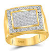 10k Yellow Gold Mens Round Diamond Square Ring 1/2 Cttw