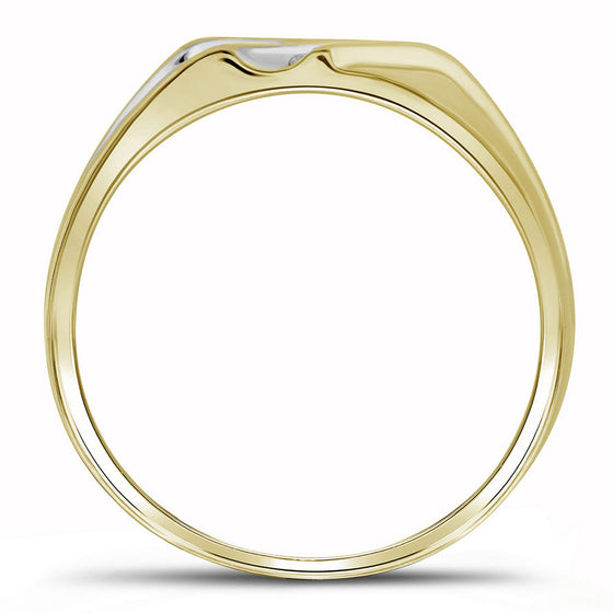 10k Two-tone Gold Mens Round Diamond Wedding Band Ring 1/8 Cttw