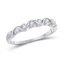  10k White Gold Womens Round Diamond Wavy Band Ring 1/10 Cttw