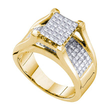  14k Yellow Gold Princess Diamond Cluster Bridal Wedding Engagement Ring 1-1/2 Cttw