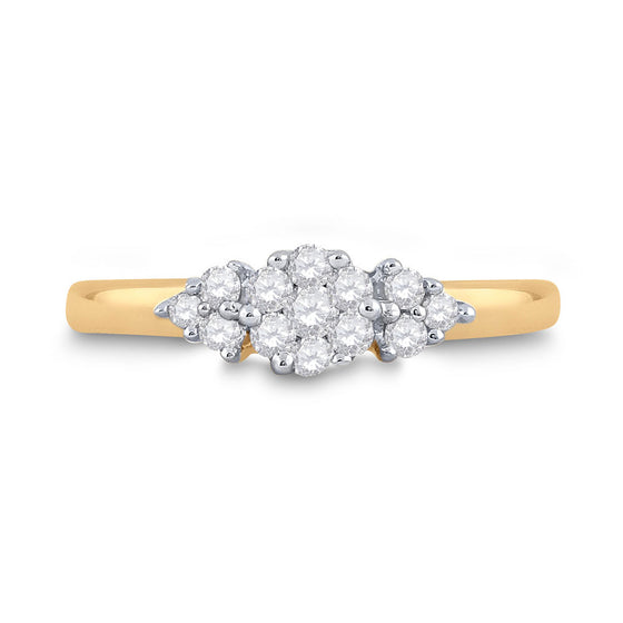 14k Yellow Gold Womens Round Diamond Cluster Fashion Ring 1/4 Cttw