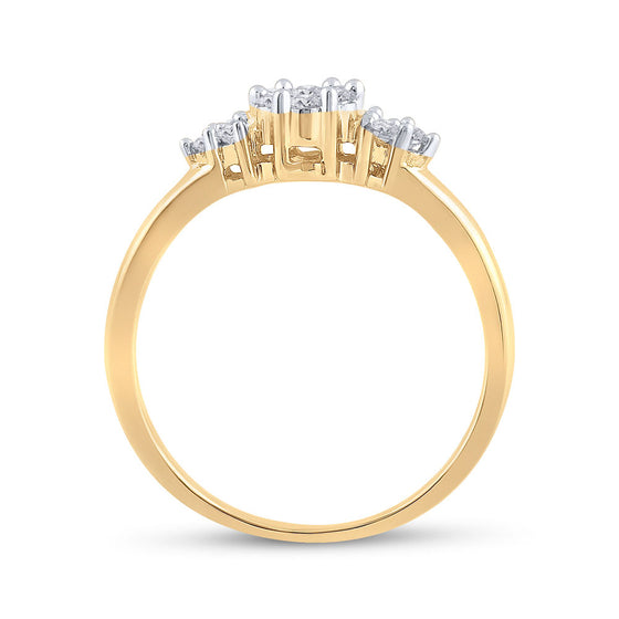 14k Yellow Gold Womens Round Diamond Cluster Fashion Ring 1/4 Cttw